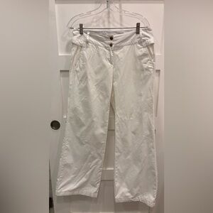 Lands' End Wide Leg Cotton Pants in White Nautical Sailor Coastal